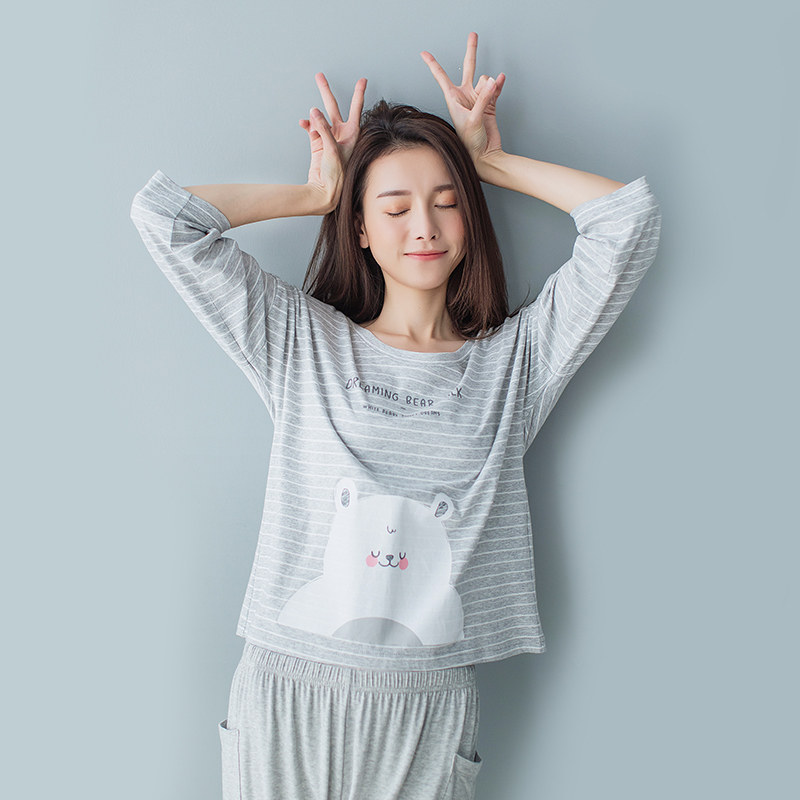 Pyjama pour femme en Coton à manches - Ref 2993461 Image 3