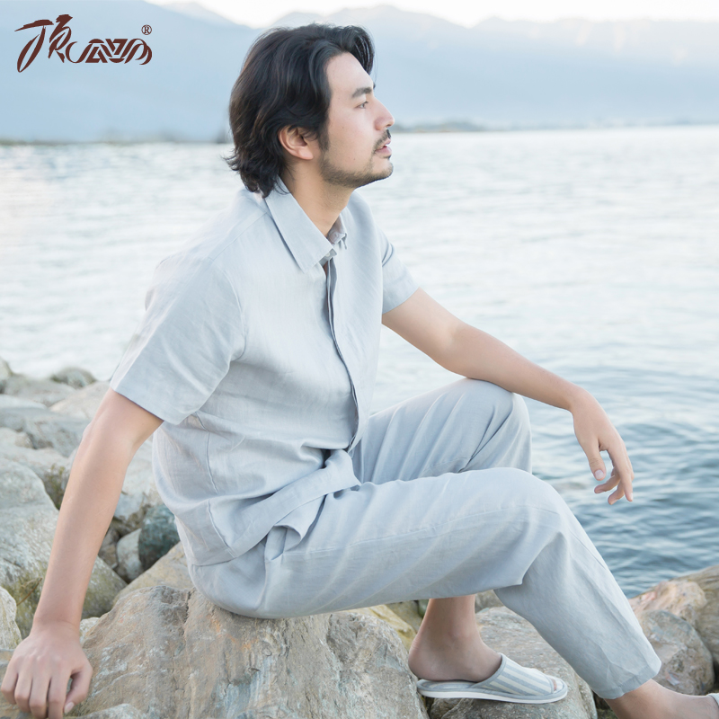 Pyjama mixte en Lin à manche courte - Ref 3005287 Image 3