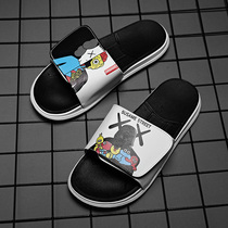 Net red ins hyperfire word drag male port Wind trendy outdoor graffiti cool drag summer magic sticker lovers stay-at-home slippers