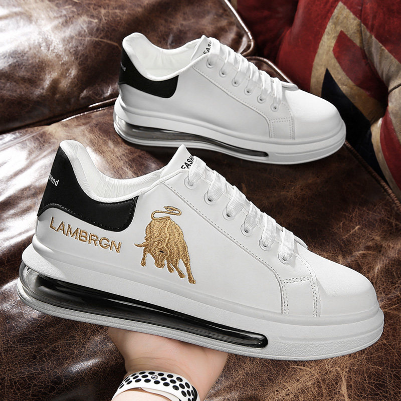 European station men's shoes net red tide brand heightened casual leather shoes les handsome T small size 37 air cushion shoes muffin small white board shoes