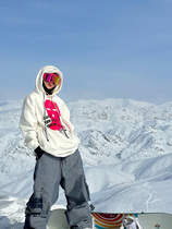 SNOWALLCREW American couple winter ski suit for men and women single board hooded woolen mask warm sweatshirt