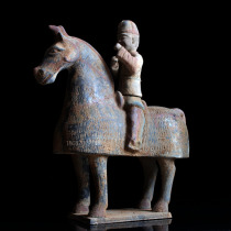 Antique Han Dynasty pottery figurines cavalry figurines warrior figurines horse figures painted pottery antique collections decorative arts