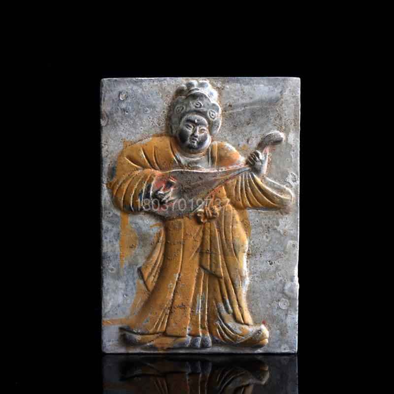 Antique brick carving musical instruments figurines ladies painting painted murals retro architectural decoration brick cultural relics copy collection art