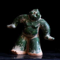 Sumo pottery figurine ornaments Tang Dynasty Han green glaze pottery ceramic decoration cultural relics collection art crafts