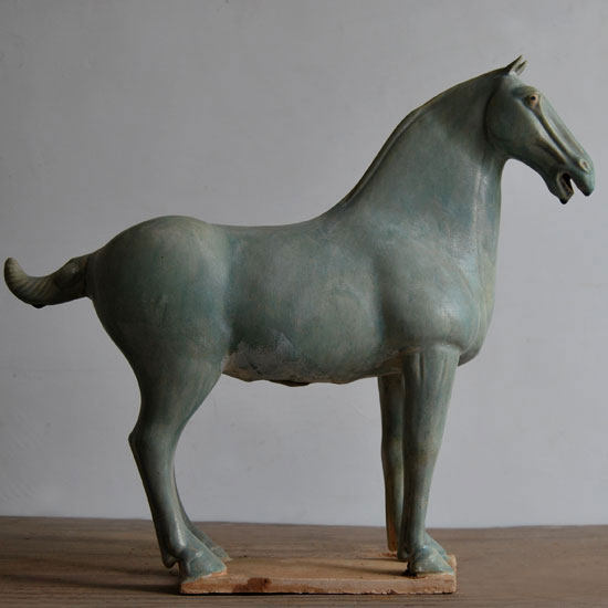 Tang Sancai antique ceramic horse ornaments Tang white glaze old Mustang Gaogu ceramic art antique collection Town house