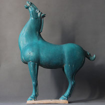  Tang Sancai ceramic horse ornaments Antique old mustang ornaments Handicraft jewelry Business collection mane cutting Xiaotian horse