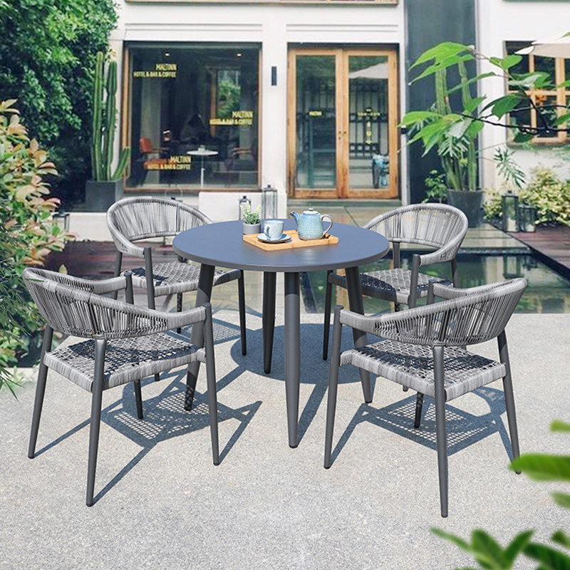 Outdoor rattan table and chair courtyard waterproof sunscreen balcony rattan chair three-piece set outdoor open-air garden outdoor leisure chair