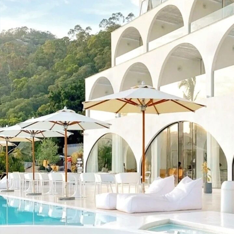 Outdoor umbrella courtyard sun umbrella terrace garden parasol beach umbrella cafe outside the solid wood round column umbrella