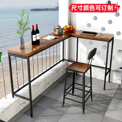 L-shaped corner bar table home wall high table and chair combination window integrated bar table balcony narrow table