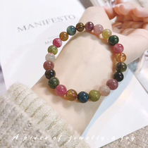 Natural tourmaline bracelet female rainbow watermelon color crystal bracelet to attract peach blossoms