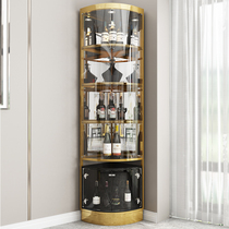 Restaurant stainless steel wine cabinet Small apartment Modern simple one-piece wall glass door corner locker Dining room wine cabinet