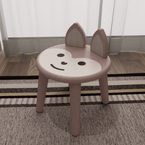 Solid wood childrens small stool Cartoon thickened non-slip animal round stool Baby household rabbit stool One table four chairs low stool