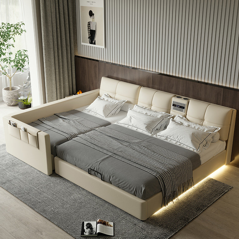 Tatami 2nd tyre parent-child bed A four-mouth modern minimalist oversized main-bedroom multifunctional double dermis splicing bed