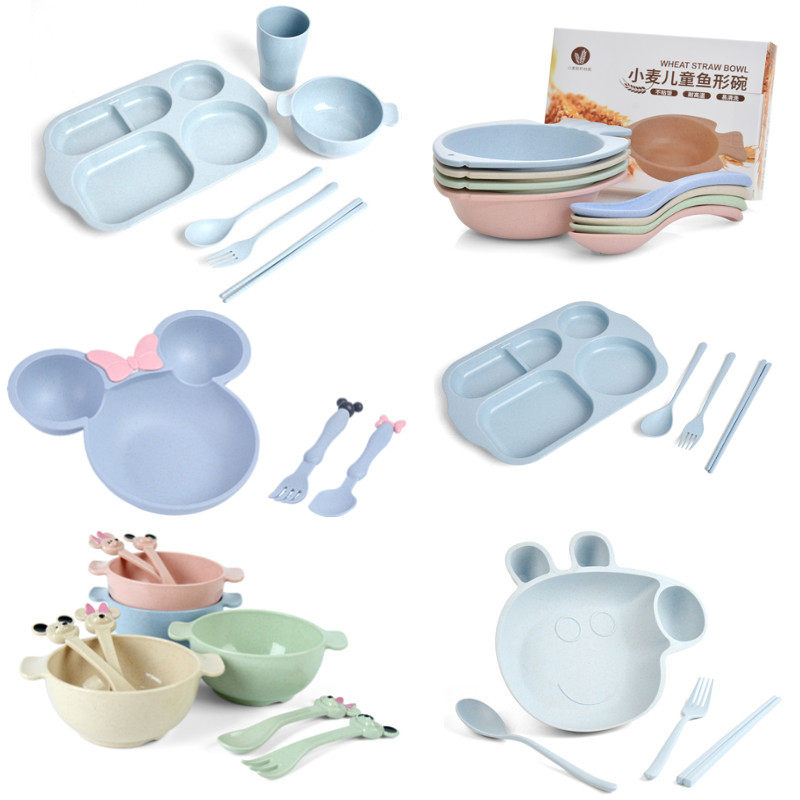 Wheat Straw Tableware Plastic Bowl Creative Personality Dishes Set Household Anti-fall Tableware Bowl Small Bowl Net Red Bowl