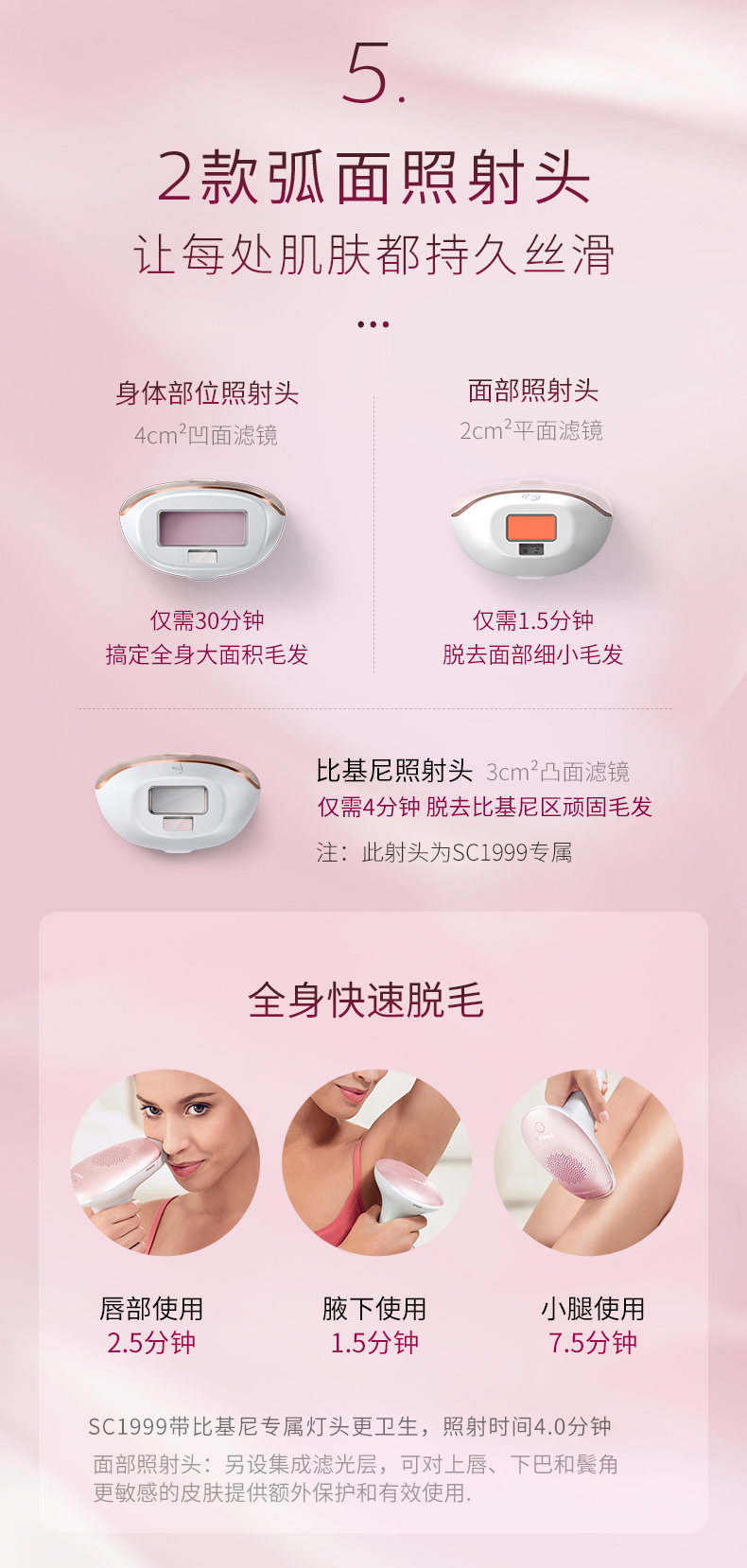 飞利浦 IPL脉冲光 脱毛仪 3次减少85%毛发量 图6