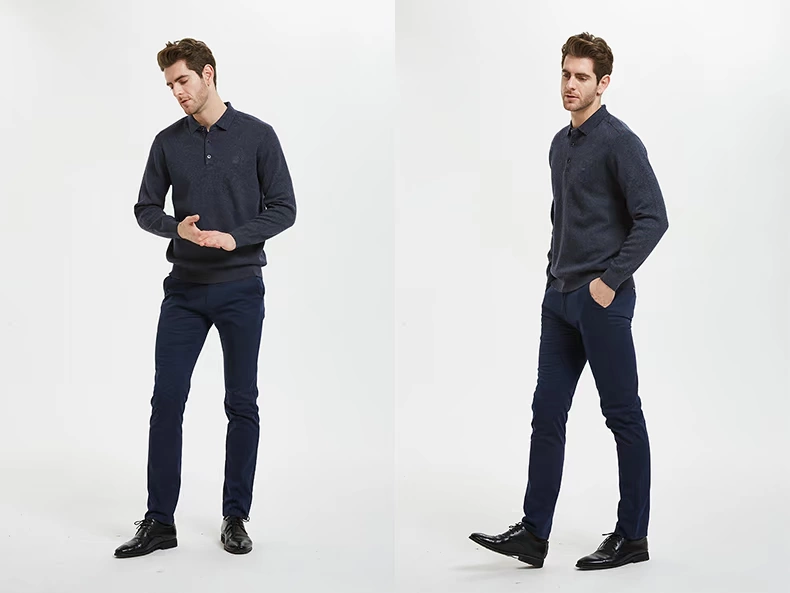 Áo len cashmere chính hãng cho nam màu rắn cộng với áo len dày nhung cho nam quần áo mùa đông