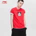 Li Ning Disney Mickey chung tay ngắn tay nam 2019 mới cổ tròn in mùa hè thời trang áo thun giản dị - Áo phông thể thao áo thun thể thao nam có cổ Áo phông thể thao