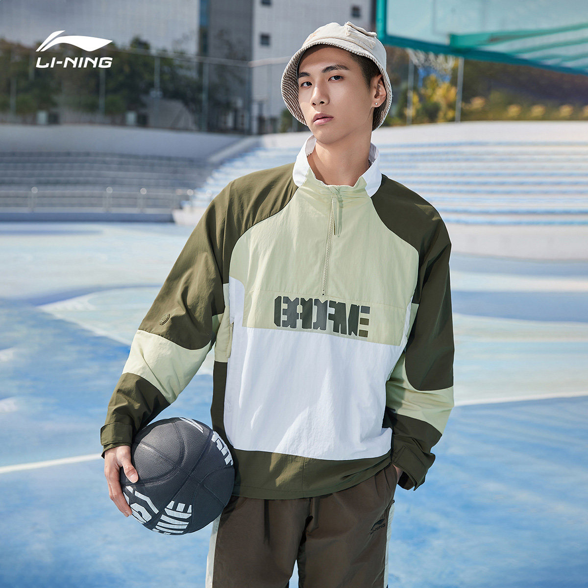 Li Ning trench coat men's BADFIVE basketball series spring and autumn pullover long sleeve jacket anti-splash woven sportswear