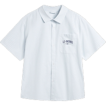 Li Ning casual short-sleeved shirt 2024 new sports life couple lapel men and women casual loose versatile tops
