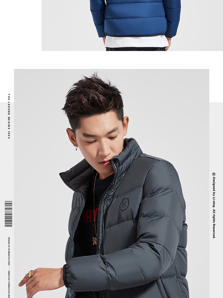 Li Ning áo khoác ngắn nam sê-ri Bóng rổ Wade Slim mùa đông thường xuyên đi xuống quần áo thể thao AYMN065 - Thể thao xuống áo khoác áo phao nữ hàng hiệu