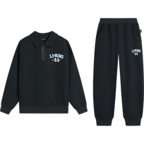 Li Ning childrens clothing suit boys and girls sports life series pullover long-sleeved sweatshirt sweatpants sports suit