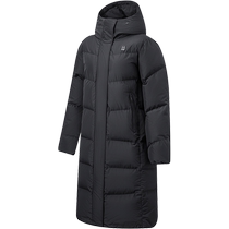 Li Ning long down jacket womens 2024 new fitness series autumn hooded loose duck down sportswear