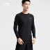 Li Ning áo thun dài tay nam mới đào tạo áo tròn cổ Slim Quần áo thể thao nam mùa đông ATLN135 áo tank top gym nữ Áo phông thể thao