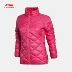 Li Ning ngắn quần áo cotton thể thao cuộc sống hàng loạt cổ áo ấm đứng Slim mùa thu thể thao mùa đông AJMK026 áo phao parka nữ Quần áo độn bông thể thao