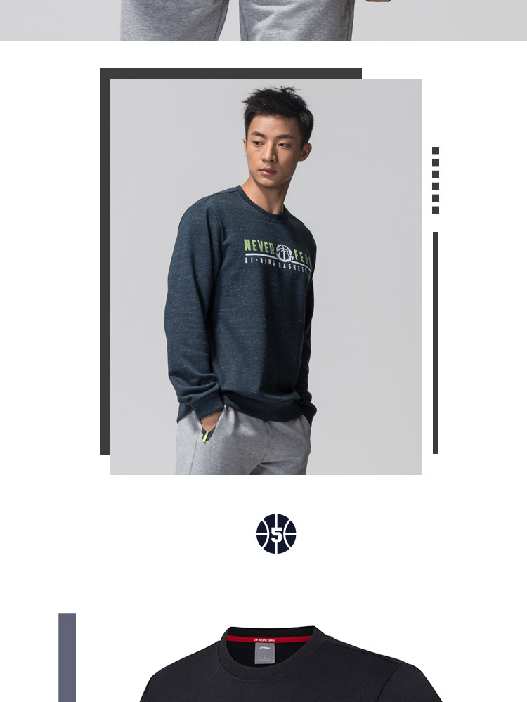 Li Ning áo len nam 2018 mới bóng rổ loạt áo thun dài tay vòng cổ áo sơ mi nam thể thao áo thun nữ dài tay hàng hiệu