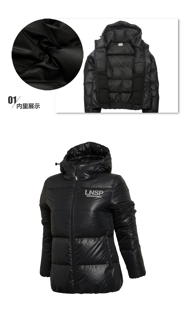 Li Ning ngắn xuống áo khoác nữ thể thao loạt cuộc sống gió và chống ẩm mùa thu và mùa đông 90% ngỗng xuống đồ thể thao áo phao nam dáng dài hàn quốc
