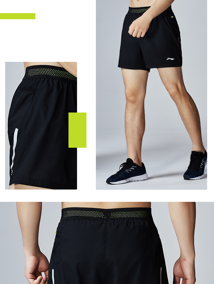 Quần short thể thao Li Ning quần nam mới chạy phản quang quần ngắn nam mùa hè - Quần thể thao quần short the thao nam