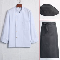 Белый лонгслив, фартук, берет