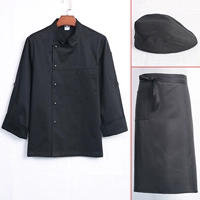 Черный лонгслив, фартук, берет