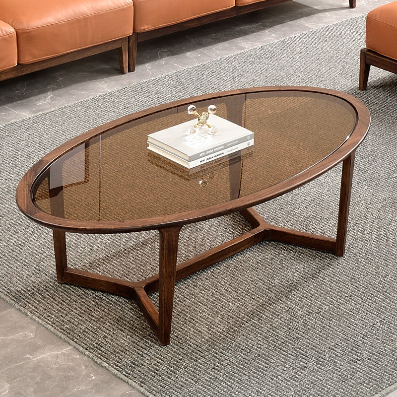Modern Ukraine Wood Solid Glass Tea Several Living Room Round Tea Table Simple Several Combinations of Sofa