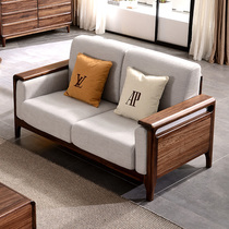 Black gold wood solid wood sofa simple modern living room furniture Nordic fabric small apartment 1 2 3 sofa combination