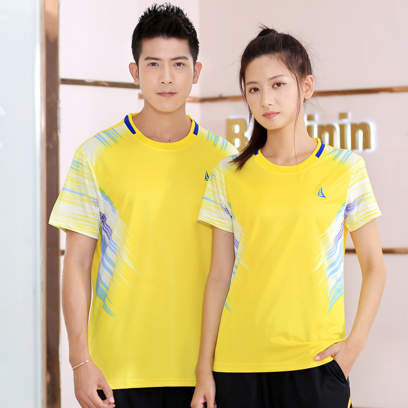 Badminton blouses men and women sports speed dry half-sleeve air volleyball table tennis team for summer training clothes group purchase print