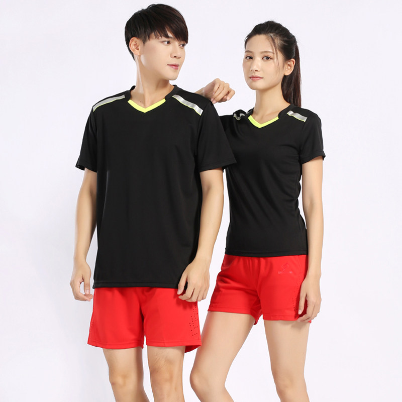 Badminton clothes sports suit speed dry men and women lovers short sleeves T-shirt line net ping running training team uniforms customised