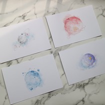 (planet) finished product background card rubber stamp printed sheet cardboard 250 gr Dutch white card printed matter 8 sheets