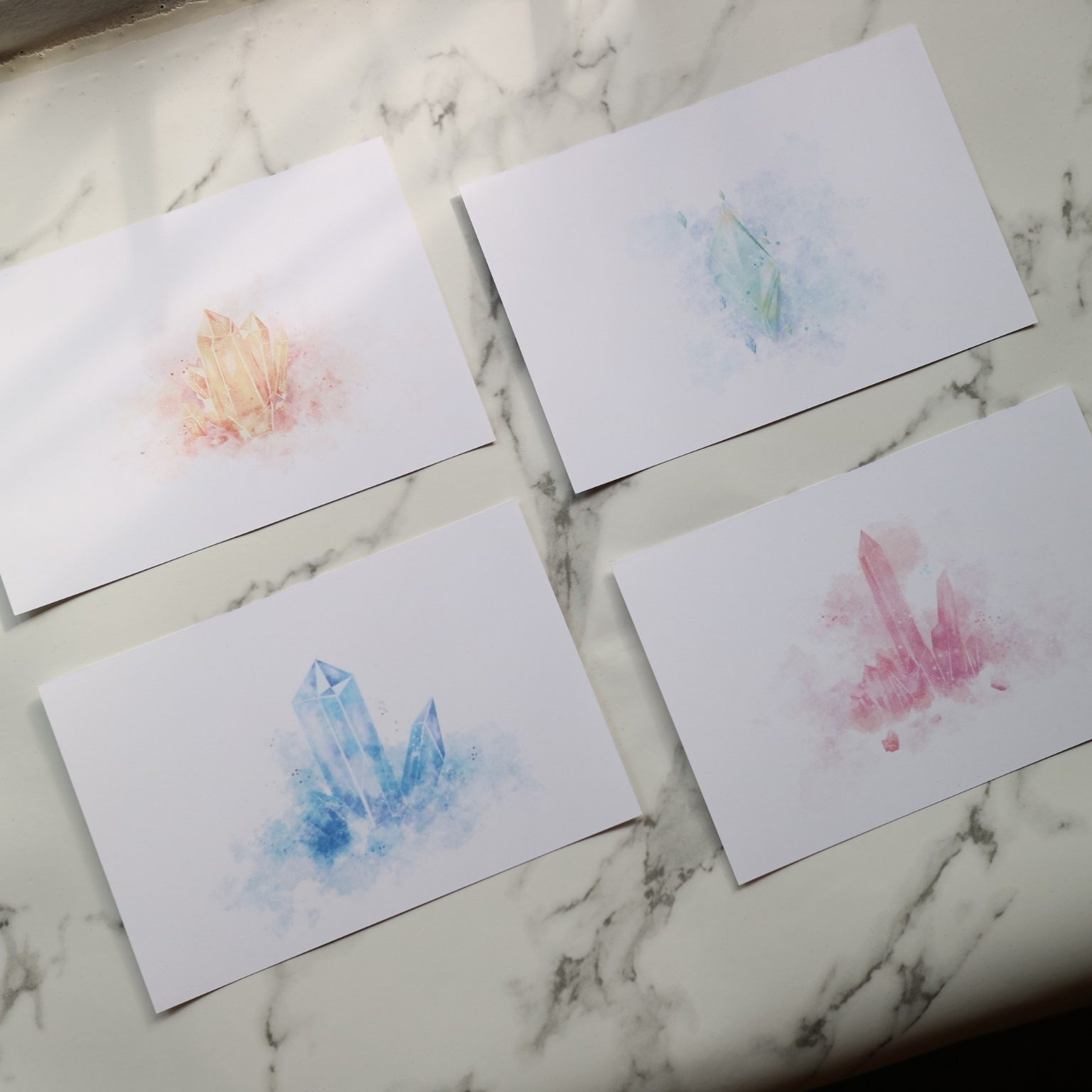 (Crystal) Finished dyeing card rubber stamp printing card 250g Dutch white card printed 8 pieces