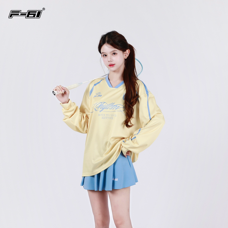 F61 New Women's Badminton Uniform Long-Sleeved Men's and Women's Autumn and Winter Quick-Drying Sports Sweat-Absorbent Casual Long-Sleeved T-Shirt Sweatshirt