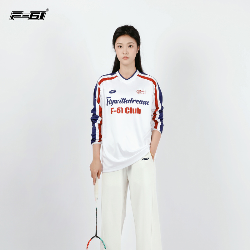 F61 New Style Contrasting Color Lazy Long-Sleeved Badminton Shirt for Men and Women in Autumn and Winter, Quick-Drying, Sweat-Absorbing, Breathable Sports T-Shirt