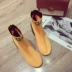 Booties nữ xuân hè 2018 mới hoang dã trong chiếc đầu tròn dày với đôi bốt cao gót đế xuồng dệt kim mỏng giày cao cổ nữ Giày ống
