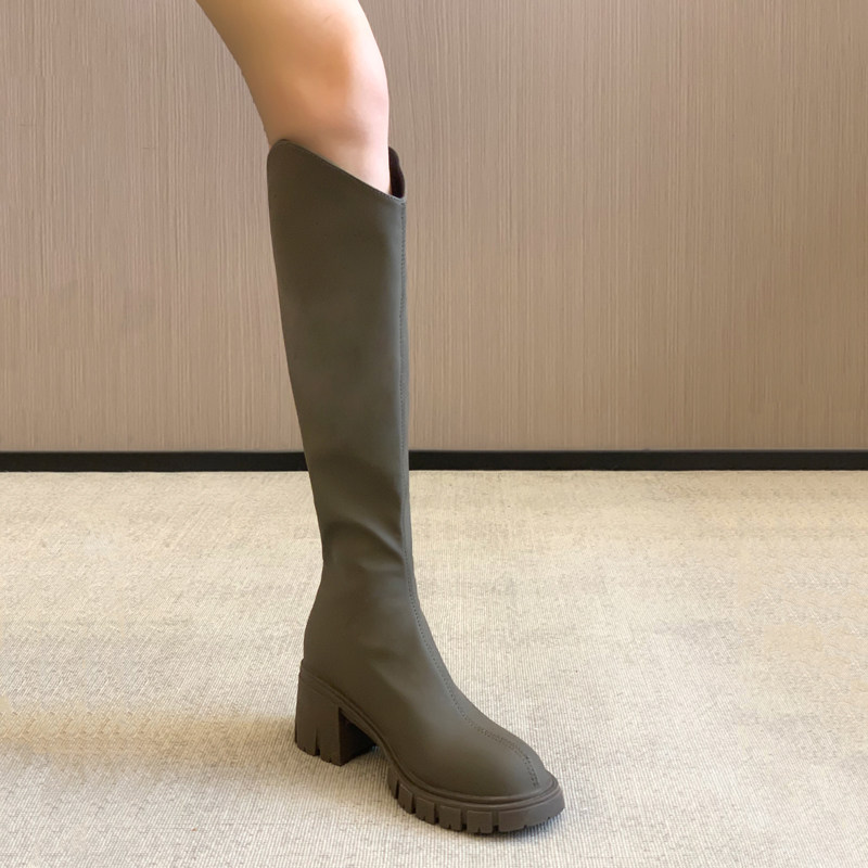 Boots women's 2022 new autumn and winter slim boots high-heeled high-tube small man plus velvet winter knight boots