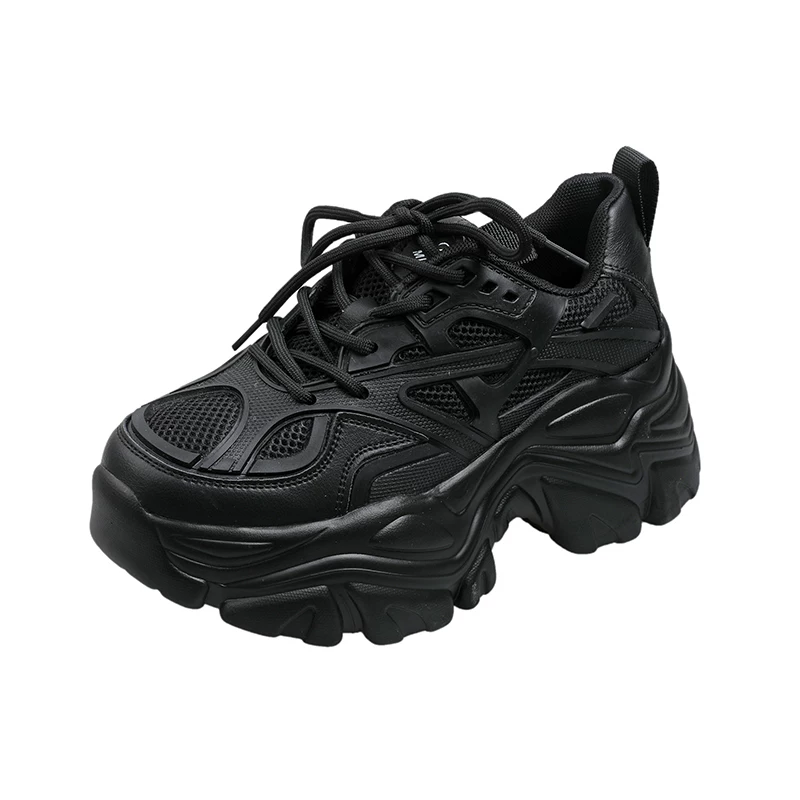 Модные детские/женские кроссовки Dad's shoes для женщин 2026 года, новые весной, обувь на платформе с толстой подошвой, высокий рост, черные повседневные спортивные кроссовки