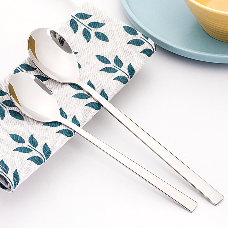 304 stainless steel spoon Korean long handle stirring spoon children adult eating spoon household tableware