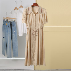 Counter 989 simple temperament commuting lace-up waist dress Dongyangjia 2024 new summer clothes