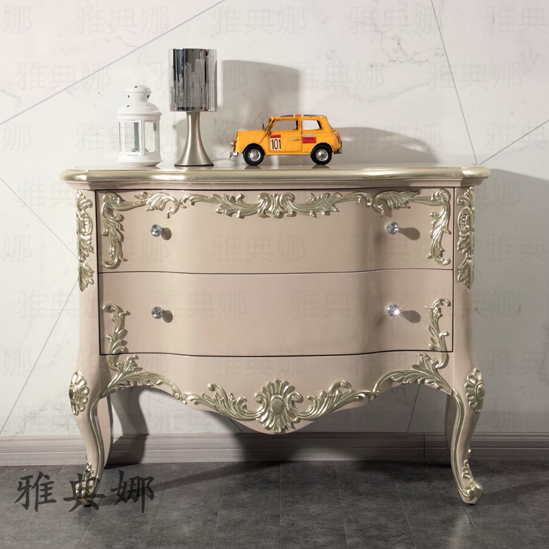 European-style entrance hall cabinet light luxury paint decoration cabinet living room partition cabinet American-style bucket cabinet solid wood entrance partition cabinet