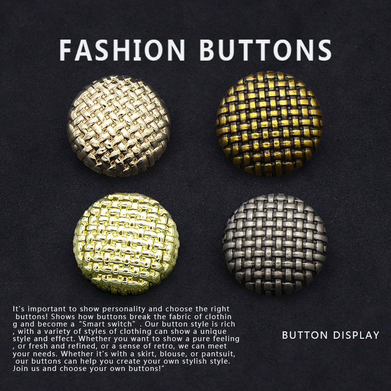 Metal Buttons with a Chinese Style, Exquisite and Fashionable, Gold Round Buttons for New Chinese-Style High-End Sweaters, Cardigans, and Coats