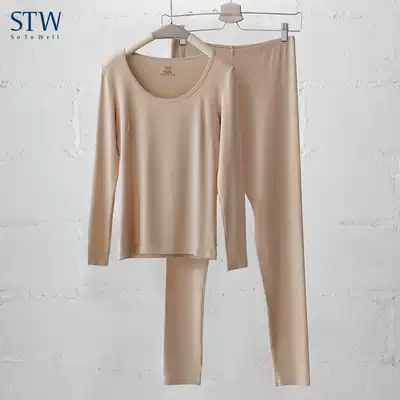 STW heating clothes pants young women modal round neck inner clothes autumn clothes sanitary pants set cotton sweater autumn and winter