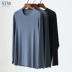 STW ấm ngọn đồ lót nam modal quần áo mùa thu cổ tròn áo len cotton mặc áo sơ mi dài tay liền mạch áo giữ nhiệt nam nhật bản Áo ấm